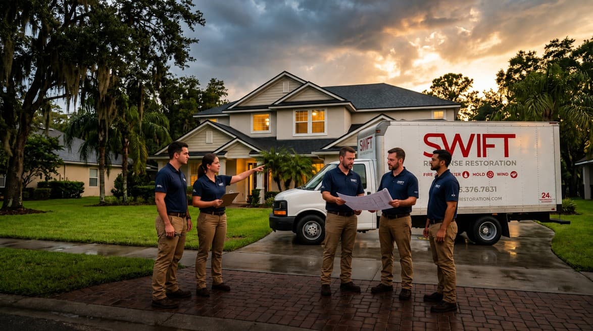 Swift Restoration crew handling mold remediation at a South Florida property